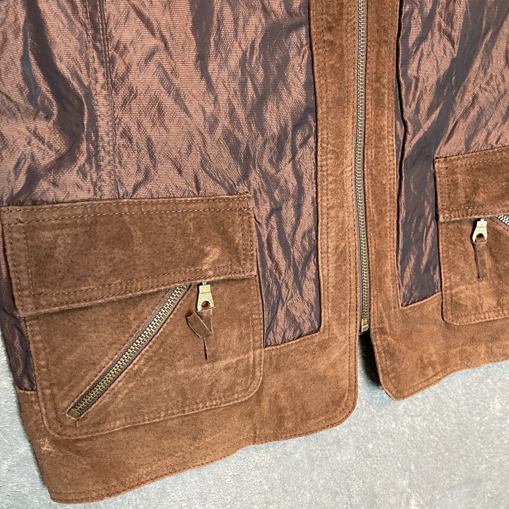 Chicos 3 Women Western Cowboy Mixed Media Leather Lightweight Full Zip Jacket XL - Picture 4 of 11